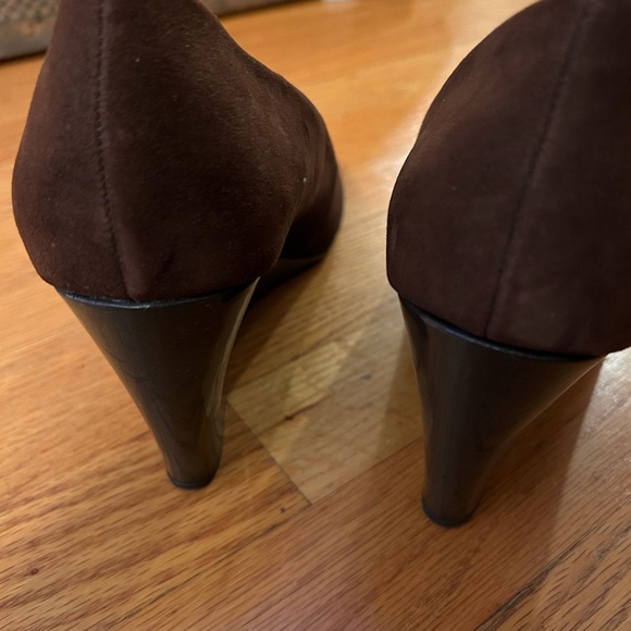 Franco Sarto Brown open toe suede pump with patient leather 3inch heels….Sz10 - Picture 4 of 6